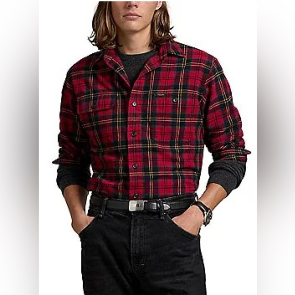 Classic Fit Plaid Long Sleeve Brushed Oxford Shirt